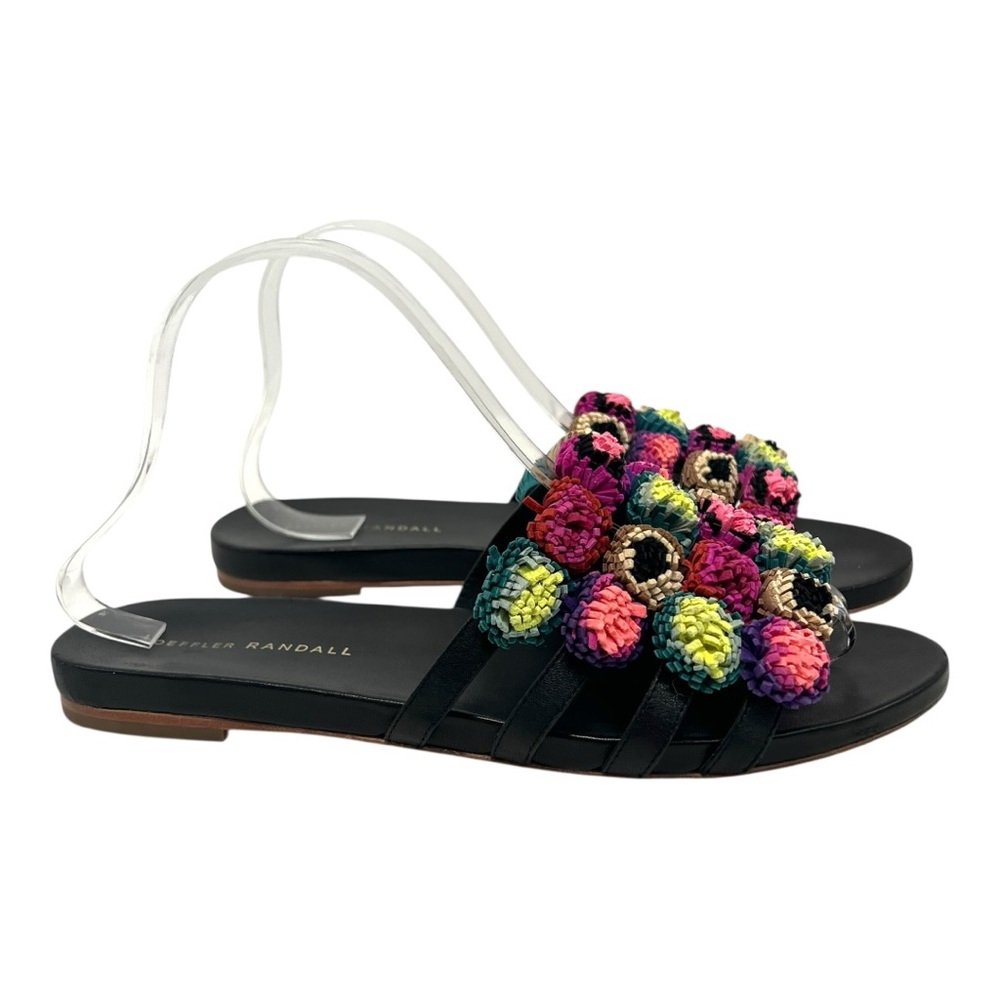 Loeffler Randal Sal PomPom Slide Multicolor Leather Casual Sandals Womens 9.5 - Picture 3 of 15